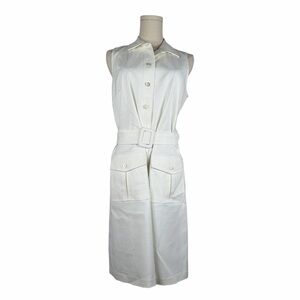 J. McLaughlin White Sleeveless Belted Safari Utility Midi Shirtdress Sz. 6
